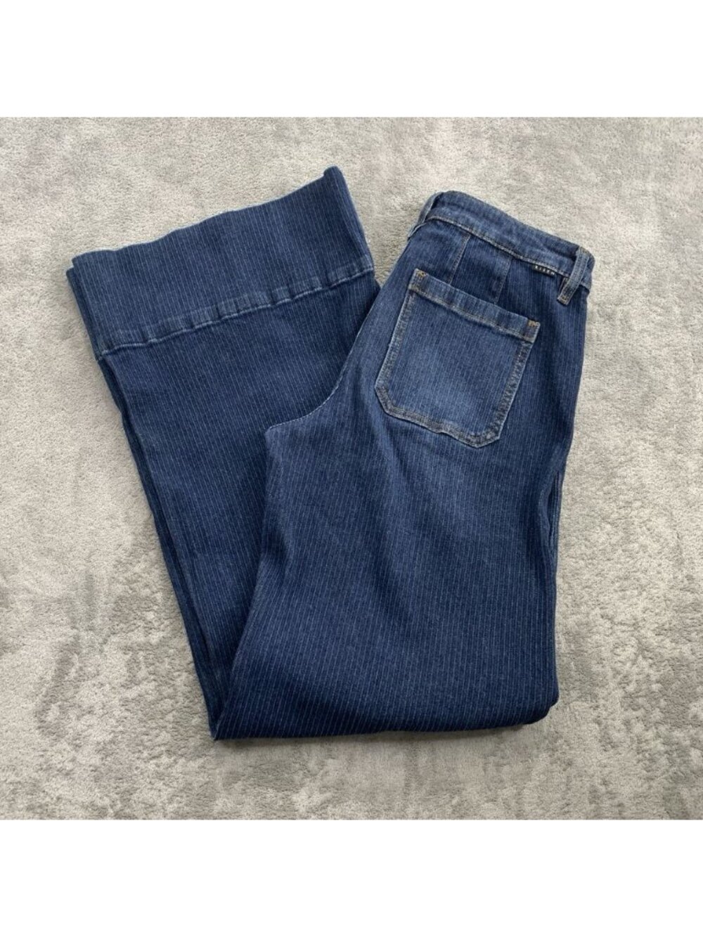 Freckled Poppy x Risen Jeans Women’s 7/28 Blue Corduroy Denim Wide Leg Boho